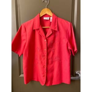 Lagenlook, Granpacore, Teacher Style Beaded & Embroidered Blouse Linen Blend